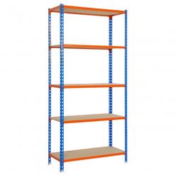KIT ESTANTERIA MADERCLICK 5/500 AZUL/NARANJA/MADERA