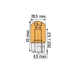 LAMPARA OBN WEDGE 21W 12V T20 AMBAR