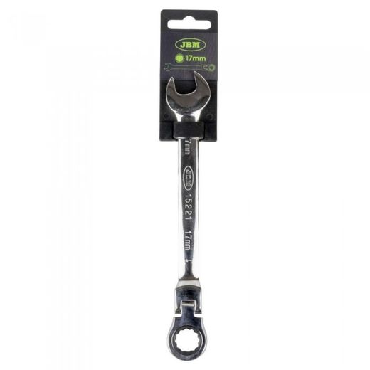 LLAVE COMBINADA ARTICULADA CON TRINQUETE 17MM - ACABADO BRILLANTE