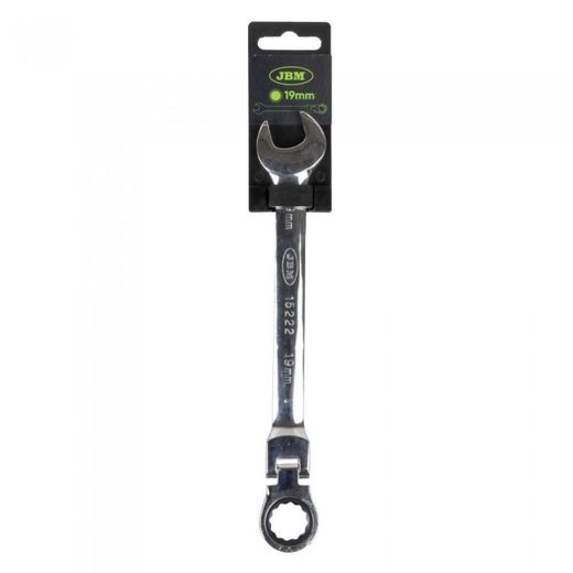 LLAVE COMBINADA ARTICULADA CON TRINQUETE 19MM - ACABADO BRILLANTE