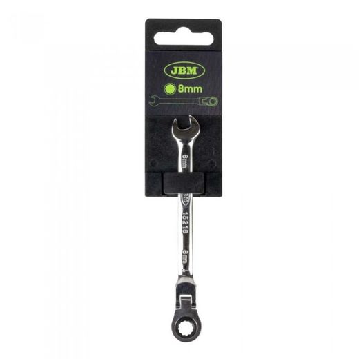 LLAVE COMBINADA ARTICULADA CON TRINQUETE 8MM - ACABADO BRILLANTE
