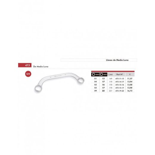 LLAVE MEDIA LUNA CrV 15X16