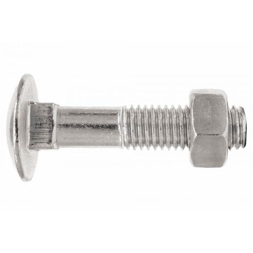 (M6X40) TORNILLO CON CABEZA REDONDA CON CUELLO CUADRADO Y TUERCA HEXAGONAL. CINCADO(100U)