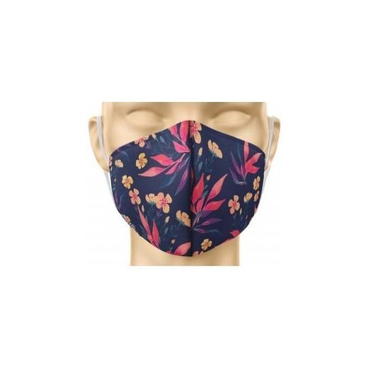 MASCARILLA REUTILIZABLE TEXTIL FLORES OSCURA