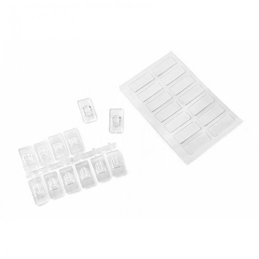 MINI GANCHOS ADHESIVOS TRANSPARENTE 12U