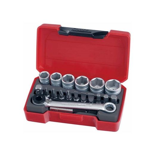 MINI JUEGO DE LLAVES DE VASO 1/4" T1419 19 PZAS