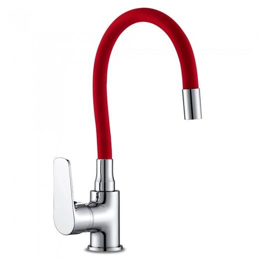 MONOMANDO JAVA FREGADERO GOMA FLEXIBLE ROJO