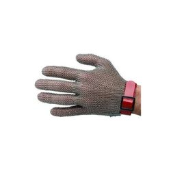 *OGCM13050 GUANTE MALLA METALICA CORTO 100% ACERO INOXIDABLE CIERRE CON CORREA PU, AJUSTABLE.