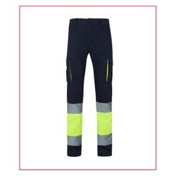 PANTALON 100% ALGODON ALTA VISIB.AZUL NAVY/AMARILLO FLUOR T-4XL