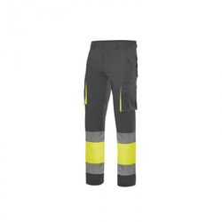 PANTALON 100% ALGODON ALTA VISIB.AZUL NAVY/AMARILLO FLUOR T-5XL