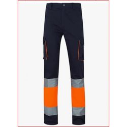 PANTALON 100% ALGODON AV AZUL NAVY/NARANJA FLUOR T-5XL