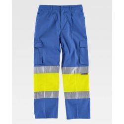 PANTALON 2 CINTAS ALTA VISIBIBILAD MARINO+NARANJA T-52