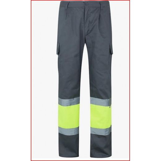 PANTALON BICOLOR AV GRIS/AMARILLO FLUOR T-5XL