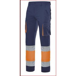 PANTALON STRETCH BICOLOR AV AZUL NAVY/NARANJA FLUOR T-3XL