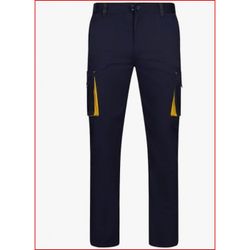 PANTALON STRETCH BICOLOR AZUL NAVY/AMARILLO T-42