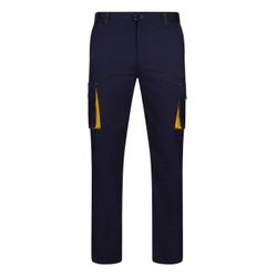 PANTALÓN STRETCH BICOLOR color NEGRO/AMARILLO T-46