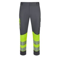 PANTALON STRETCH RECICLADO BICOLOR CINTA SEGMENTADA R VERDE/AMARILLO FLUOR T-XL