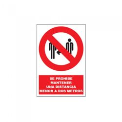 PAQUETE DE 5 CARTELES DE PROHIBICION - NO MANTENER DISTANCIA DE SEGURIDAD