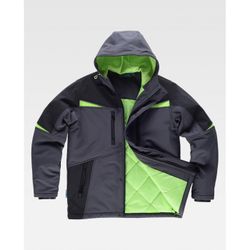 PARKA REF.WF2758 GRIS OSCURO+NEGRO+VERDE LIMA T-L