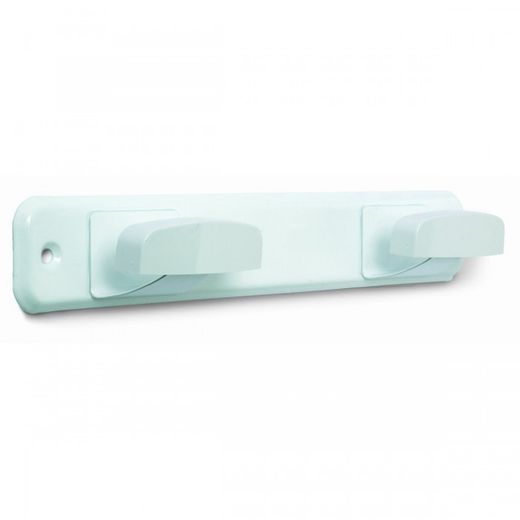 PERCHERO 2 BRAZOS ACERO INOX LACADO BLANCO
