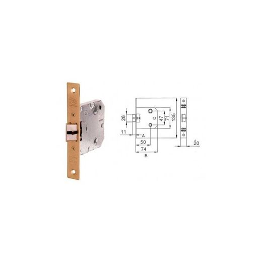 PICAPORTE 6135BC HL 050 R GRANEL MADERA 6135BCHL050I