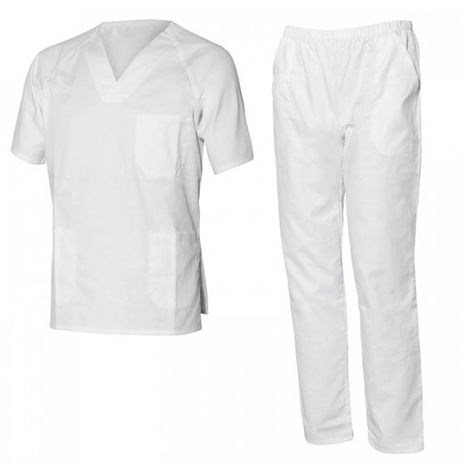 PIJAMA UNISEX MANGA CORTA COLOR: BLANCO T-3XL