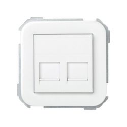 PLACA DE V&D PLANA PARA 2 CONECTORES RJ45 AMP BLANCO
