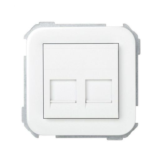 PLACA DE V&D PLANA PARA 2 CONECTORES RJ45 AMP BLANCO