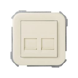 PLACA DE V&D PLANA PARA 2 CONECTORES RJ45 AMP MARFIL