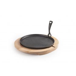 PLATO HIERRO FUNDIDO + BASE MADERA 26 CM