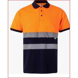POLO ALGODON BICOLOR MC AV AZUL NAVY/NARANJA FLUOR T-5XL