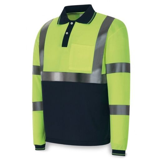 POLO A/V MANGA LARGA AMARILLO FLUO AZUL T-L (1288PAVXMLYFA/L)