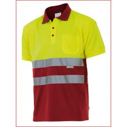 POLO BICOLOR MC AV ROJO/AMARILLO FLUOR T-2XL