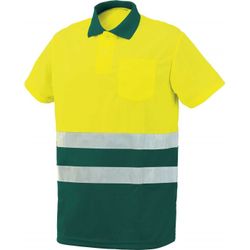 POLO MANGA CORTA BICOLOR COLOR: VERDE-AMARILLO FLUORESCENTE T-XS