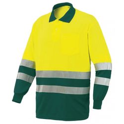 POLO MANGA LARGA BICOLOR COLOR: VERDE-AMARILLO FLUORESCENTE T-XS
