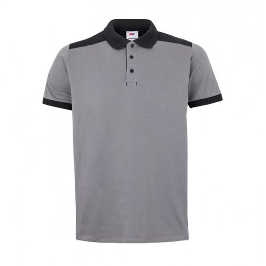 POLO STRETCH BICOLOR MANGA CORTA COLOR GRIS/NEGRO T-XL