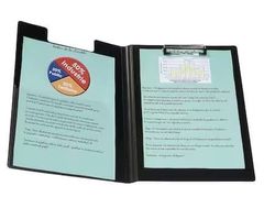 PORTABLOCK CON PINZA Y SOLAPA - A4 - PVC RIGIDO - NEGRO