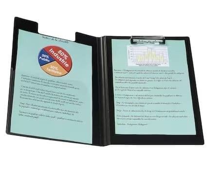 PORTABLOCK CON PINZA Y SOLAPA - A4 - PVC RIGIDO - NEGRO