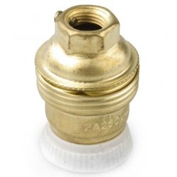 PORTALAMPARAS E-14 LATON PORCELANA