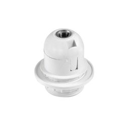 PORTALAMPARAS E27 TERMOPLASTICO CUERPO ROSCADO CON TOPE Y ARANDELA BLANCO (RET)
