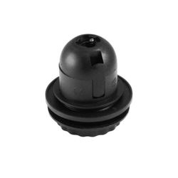 PORTALAMPARAS E27 TERMOPLASTICO CUERPO ROSCADO CON TOPE Y ARANDELA NEGRO (RET)