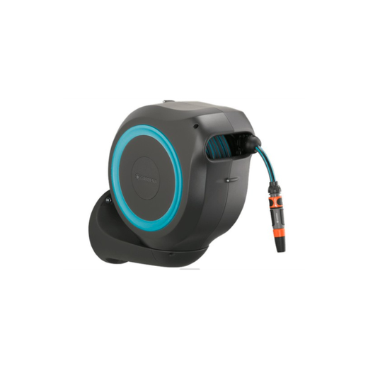 PORTAMANGUERA AUTOMÁTICO ROLLUP M/L 25M LINEA AZUL TURQUESA NUEVA ESTRUCT
