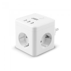 POWERCUBE 10A.3TOMAS+3USBS BLANCO