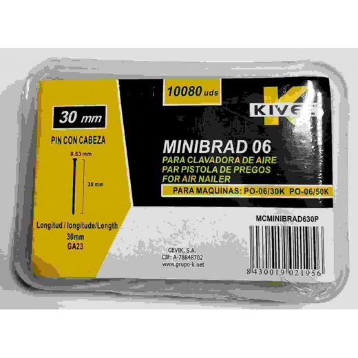 PUNTA PIN 0.6 CON CABEZA -DE 12 A 50 MM. LARGO 30 MM. CAJA DE 10,08 MILLARES