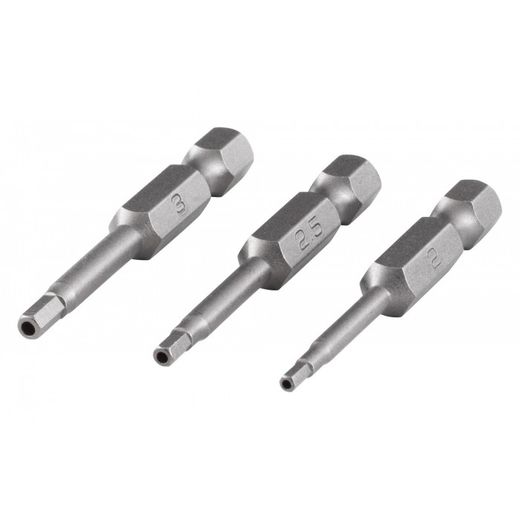 PUNTAS DE ATORNILLADOR SEGURIDAD, 50 MM DE LONGITUD, HEXAGONO INTERIOR CON AGUJERO 2,0 + 2,5 + 3,0