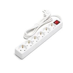 REGLETA ALEMANA DE 6 VIAS CON INTE. 1.5M 3G 1.5MM BLANCA