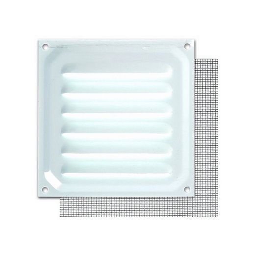 REJILLA 10X10CM CON MOSQUITERA LACADO BLANCO