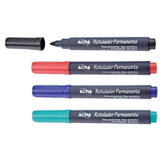 ROTULADOR DE TINTA PERMANENTE "ACHA". FINO-PUNTA REDONDA NEGRO