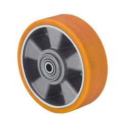 RUEDA AUB125-15-40 NUCLEO ALUMINIO Y BANDA POLIUR NARANJA EJE BOLAS
