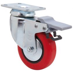 RUEDA GIRATORIA 10BHFD80-PPI POLIUR.ROJO FRENO